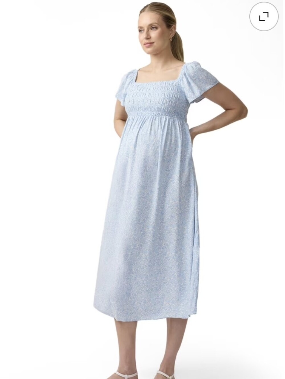 Ingrid & Isabel For Every Belly Women's Maternity Smocked Woven Dress (Blue)